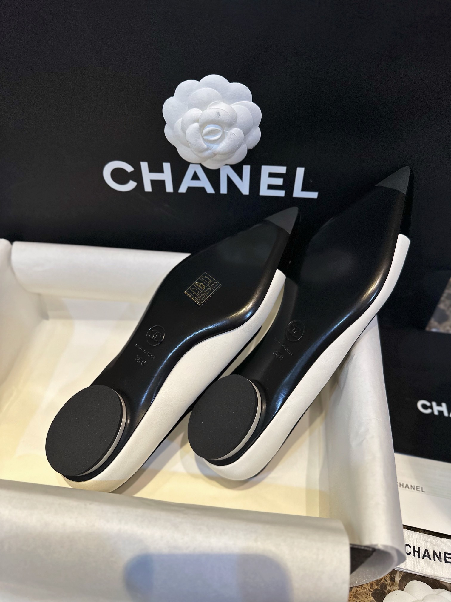 Chanel Sheepskin Pointed Toe Lace-Up Flats: Elegant Style, Leg-Lengthening!