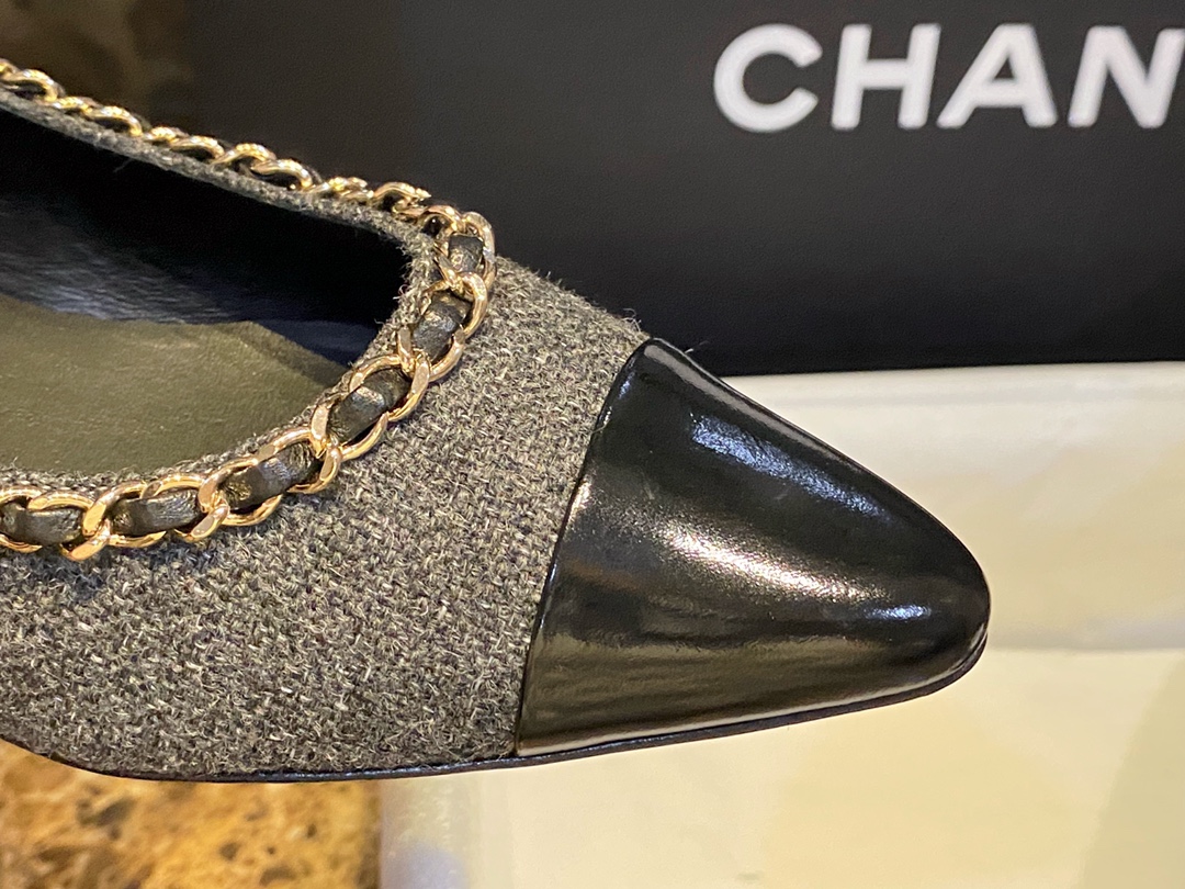 Chanel Chain Tweed Flats