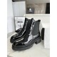 Chanel 22a Chelsea Short Boots: Crafted from Imported Patent Leather, with Approximately 4cm Heel Height