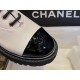 Chanel 23C Lace-Up Mid-Calf Martin Boots: Crafted from Milk White Calfskin, with Durable Suede Outsole and Genuine Leather Trim,The 4.5cm Heel Visually Shapes the Legs,