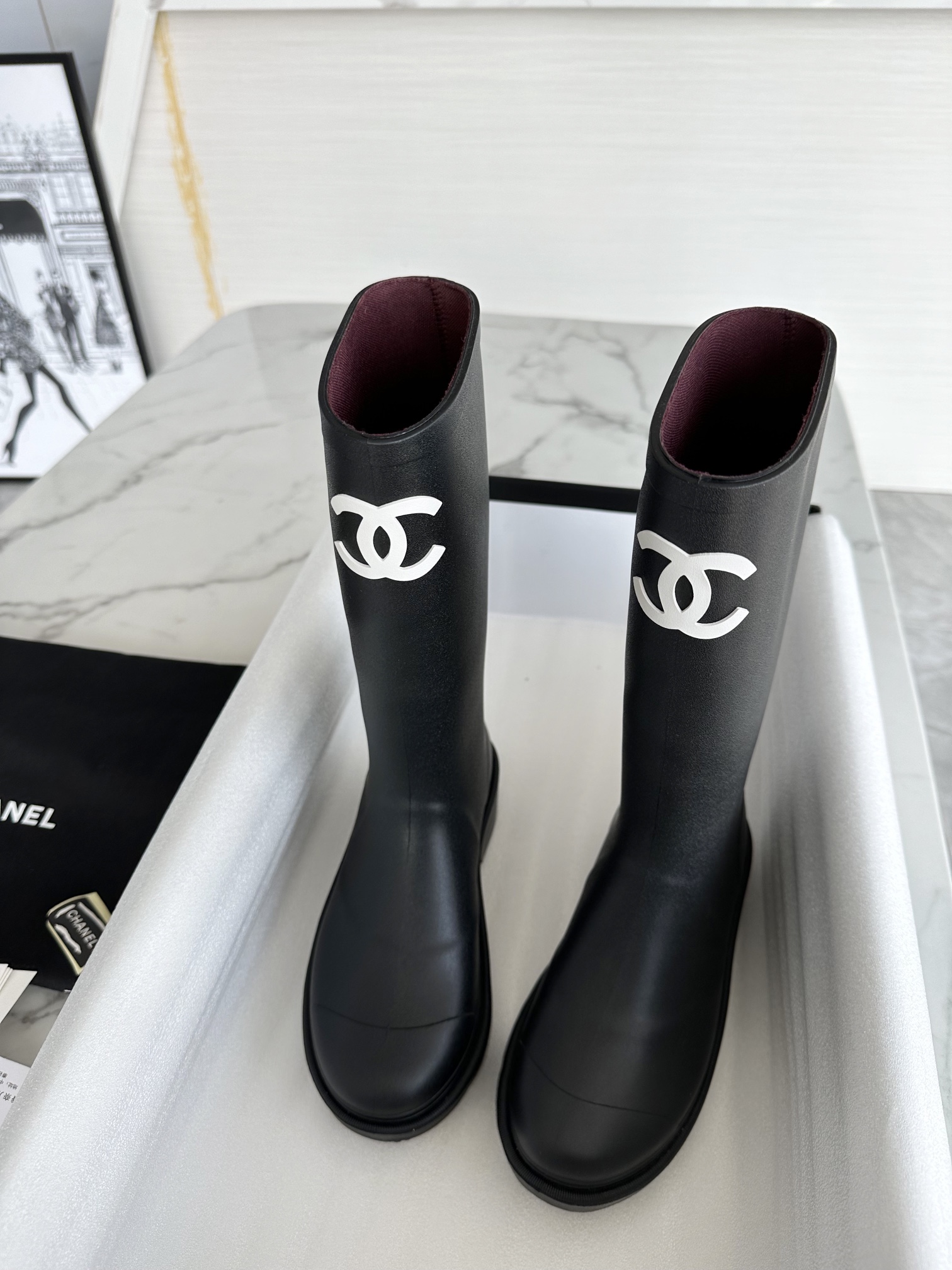 Chanel 22k Vintage Mid-Calf Rain Boots