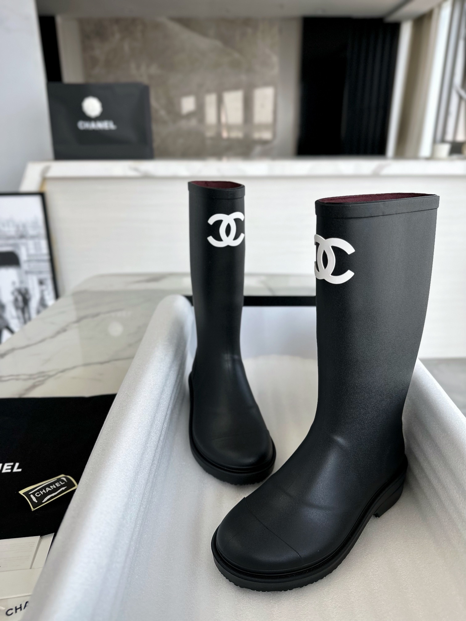 Chanel 22k Vintage Mid-Calf Rain Boots