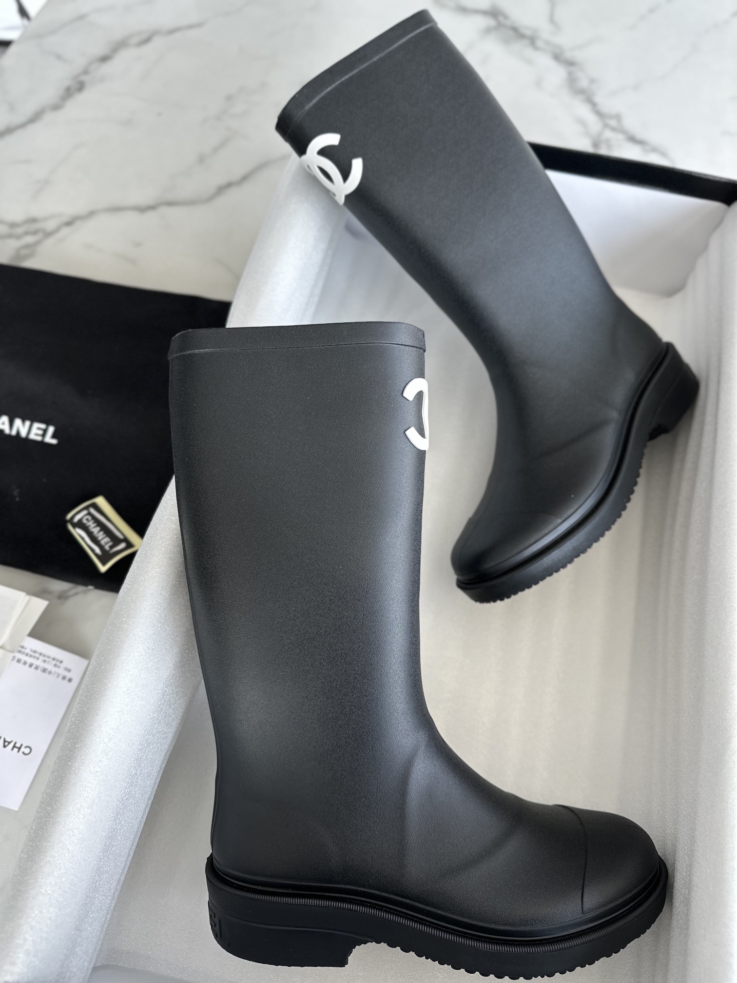 Chanel 22k Vintage Mid-Calf Rain Boots