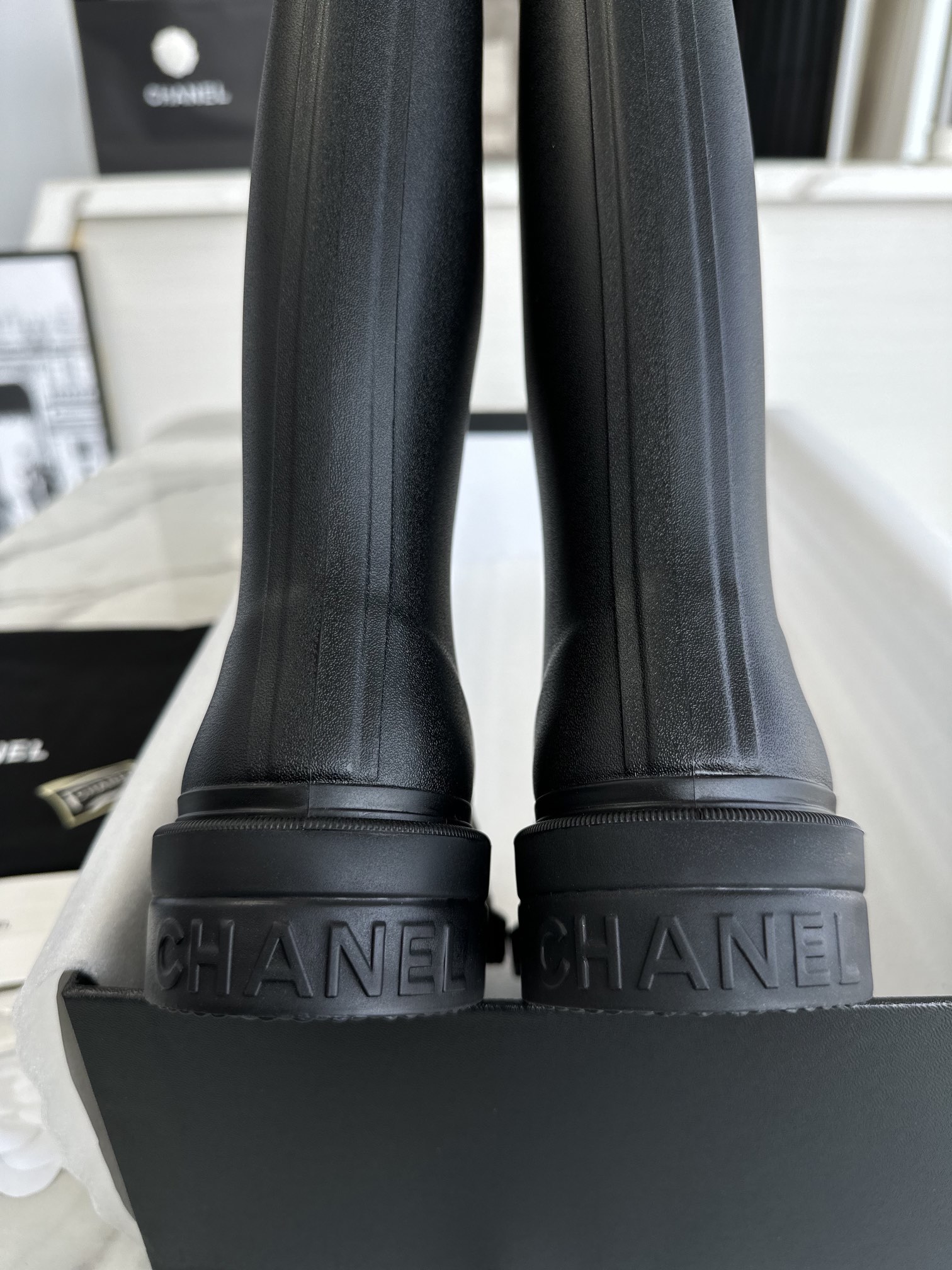 Chanel 22k Vintage Mid-Calf Rain Boots