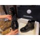 Chanel  Glossy Crinkled Calfskin Diamond-Patterned Martin Boots: Featuring Classic Leather with Chain Logo, Exquisitely Embroidered Toes, and a Combination of Diamond Patterns and Glossy Crinkled Calfskin