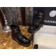 Chanel  Glossy Crinkled Calfskin Diamond-Patterned Martin Boots: Featuring Classic Leather with Chain Logo, Exquisitely Embroidered Toes, and a Combination of Diamond Patterns and Glossy Crinkled Calfskin