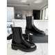 Chanel 22c Platform Chunky Sole Patent Leather Slip-On Short Boots,Ultra-Soft and Glossy Black Patent Leather