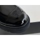 Chanel 22c Platform Chunky Sole Patent Leather Slip-On Short Boots,Ultra-Soft and Glossy Black Patent Leather