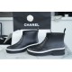 Chanel 23a Black Double C Short Rain Boots: Crafted with Integrated Rubber Technology, Imported Rubber Ensures Softness and Quick Recovery, Logo Cutting is Precise, 3.5cm Heel Height Provides Comfort