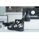 Chanel 23a Black Double C Full Logo Short Rain Boots: Made with Environmentally Friendly Lightweight Rubber Imported from Italy, Inner Fabric Lining Provides Softness, Giving a Feeling of Walking on Clouds. The Displaced Distribution of Logos Instantly El