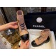 Chanel Apricot Sheepskin Diamond-Patterned Martin Boots