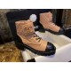 Chanel Apricot Sheepskin Diamond-Patterned Martin Boots