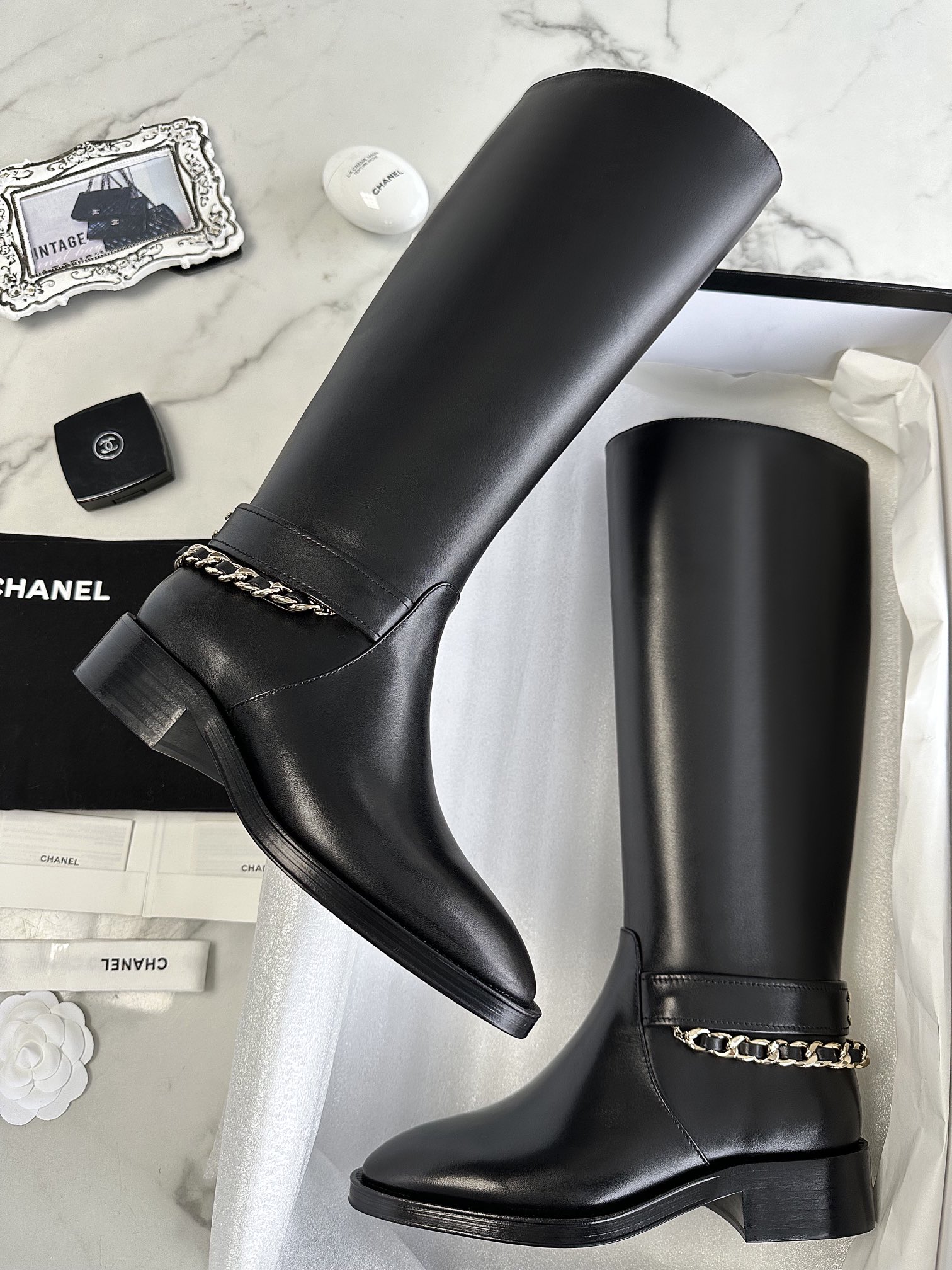 Chanel  Original Leather Chain Knight Boots