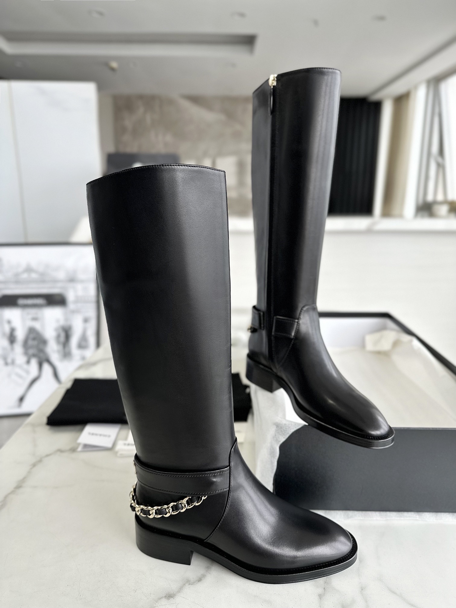 Chanel  Original Leather Chain Knight Boots