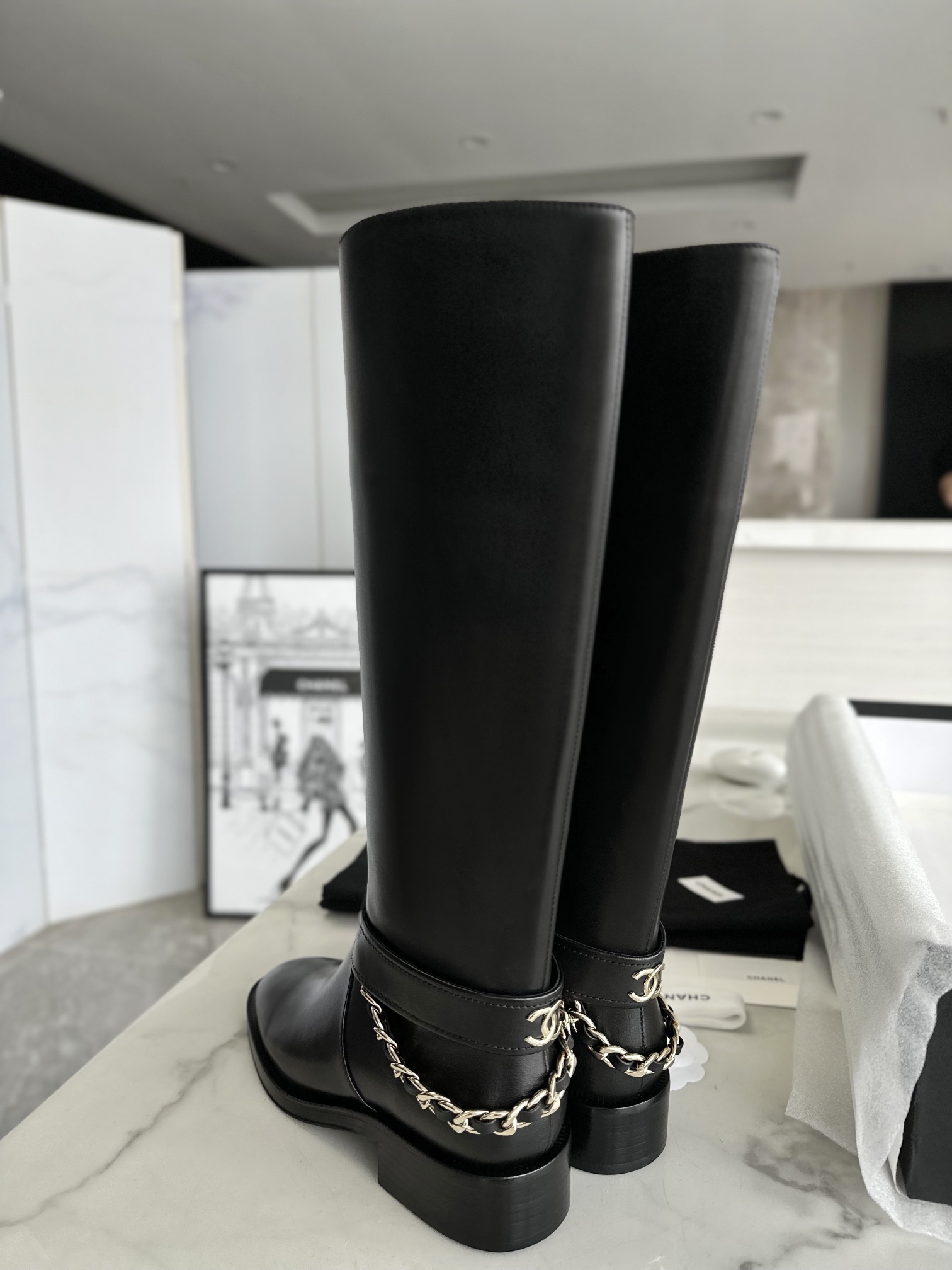 Chanel  Original Leather Chain Knight Boots