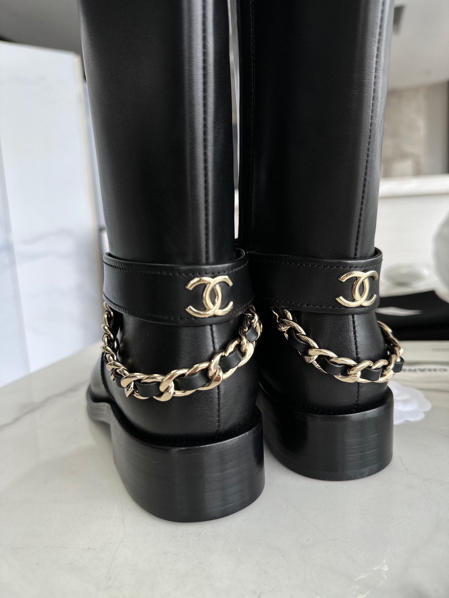 Chanel  Original Leather Chain Knight Boots