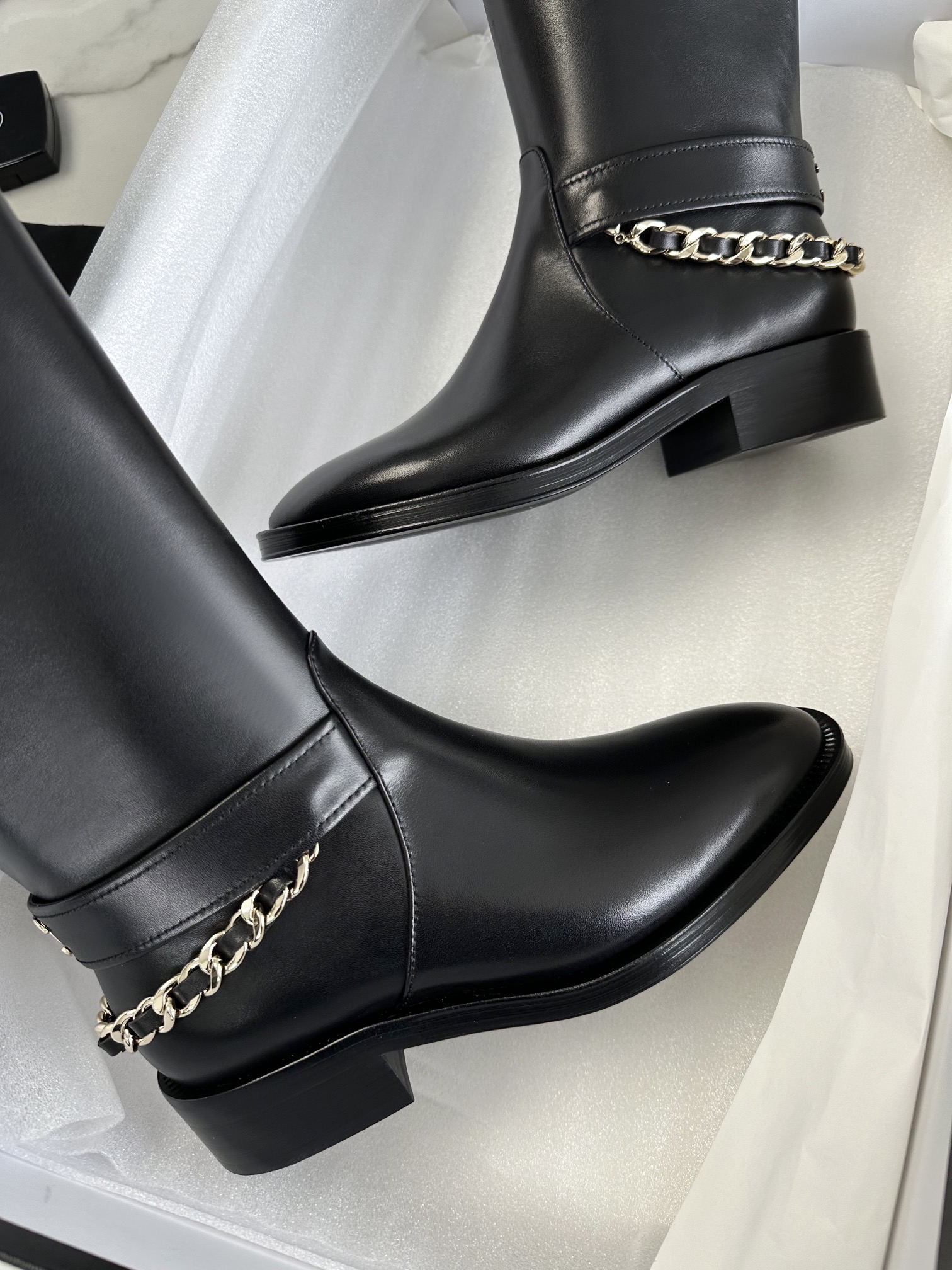 Chanel  Original Leather Chain Knight Boots