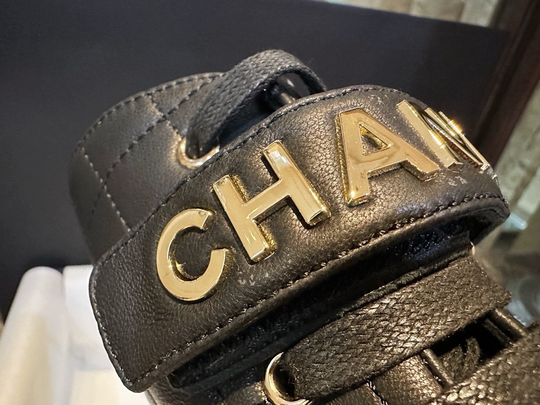 Chanel  23a  Sheepskin Letter Moto Boots