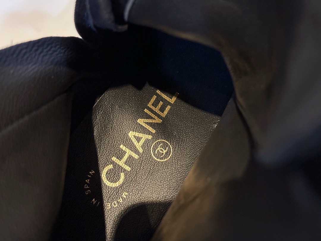 Chanel  23a  Sheepskin Letter Moto Boots