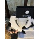 Chanel  23a Black and White Sheepskin Letter Moto Boots