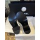 Chanel  23a Black and White Sheepskin Letter Moto Boots