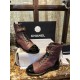 Chanel  23a Burgundy Sheepskin Letter Moto Boots