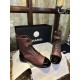 Chanel  23a Burgundy Sheepskin Letter Moto Boots