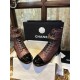 Chanel  23a Burgundy Sheepskin Letter Moto Boots