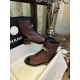 Chanel  23a Burgundy Sheepskin Letter Moto Boots