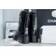 Chanel  23b Wrinkled Patent Leather Lace-Up Boots