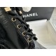 Chanel  23b Wrinkled Patent Leather Lace-Up Boots