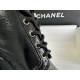 Chanel  23b Wrinkled Patent Leather Lace-Up Boots