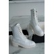 Chanel  23b White Lace-Up Boots