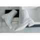 Chanel  23b White Lace-Up Boots