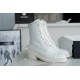 Chanel  23b White Lace-Up Boots