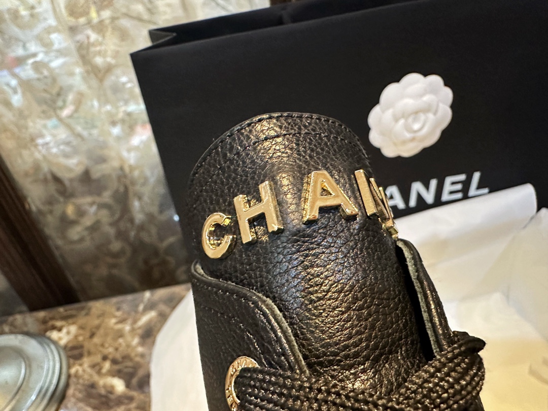 Chanel  23b Black Chunky Sole Martin Boots