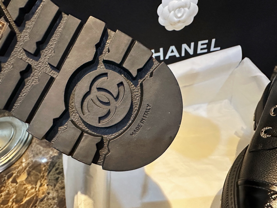 Chanel  23b Black Chunky Sole Martin Boots