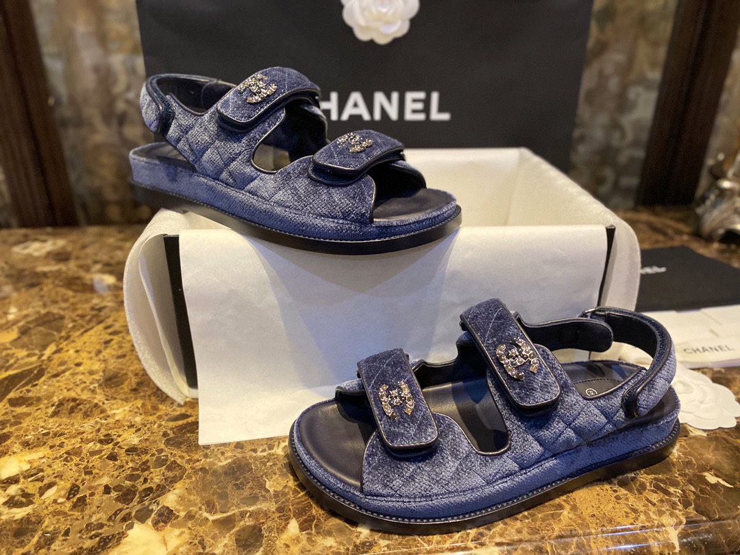 Chanel  Denim Blue Beach Sandals