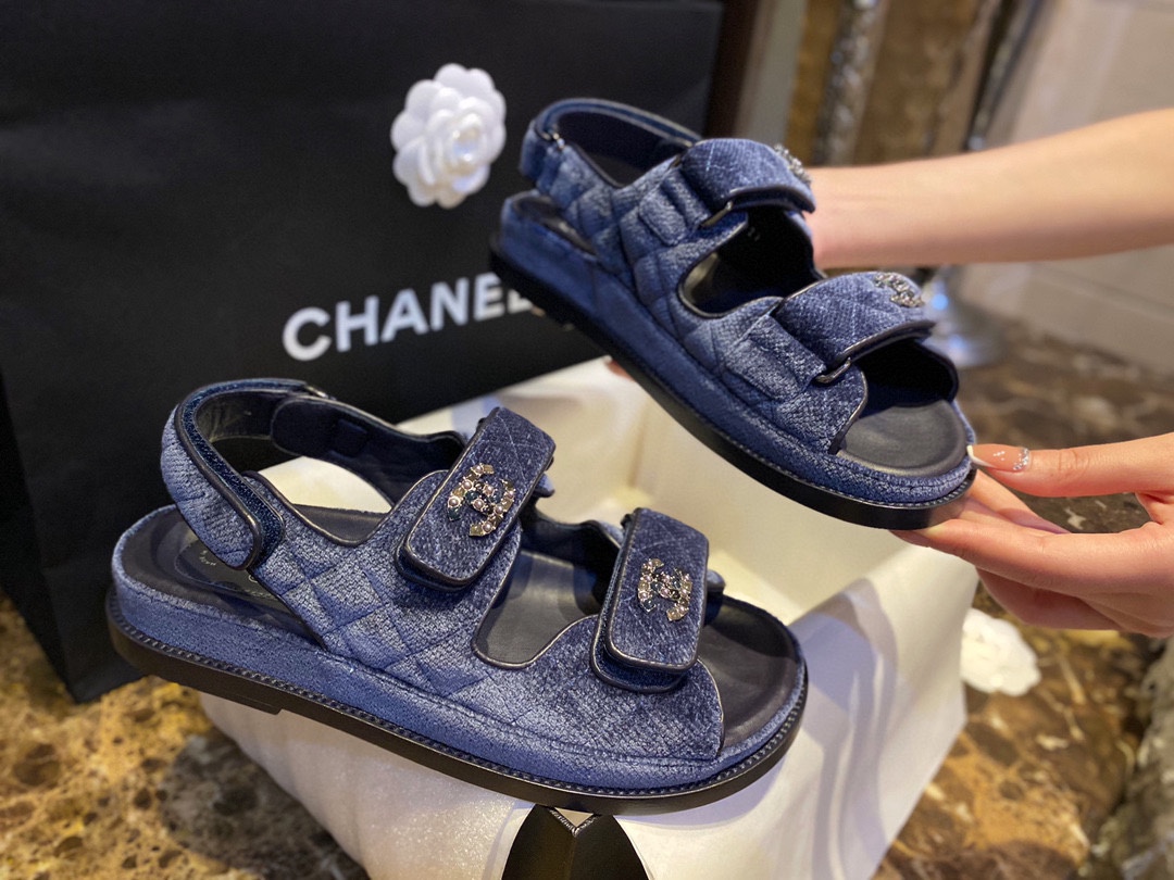 Chanel  Denim Blue Beach Sandals