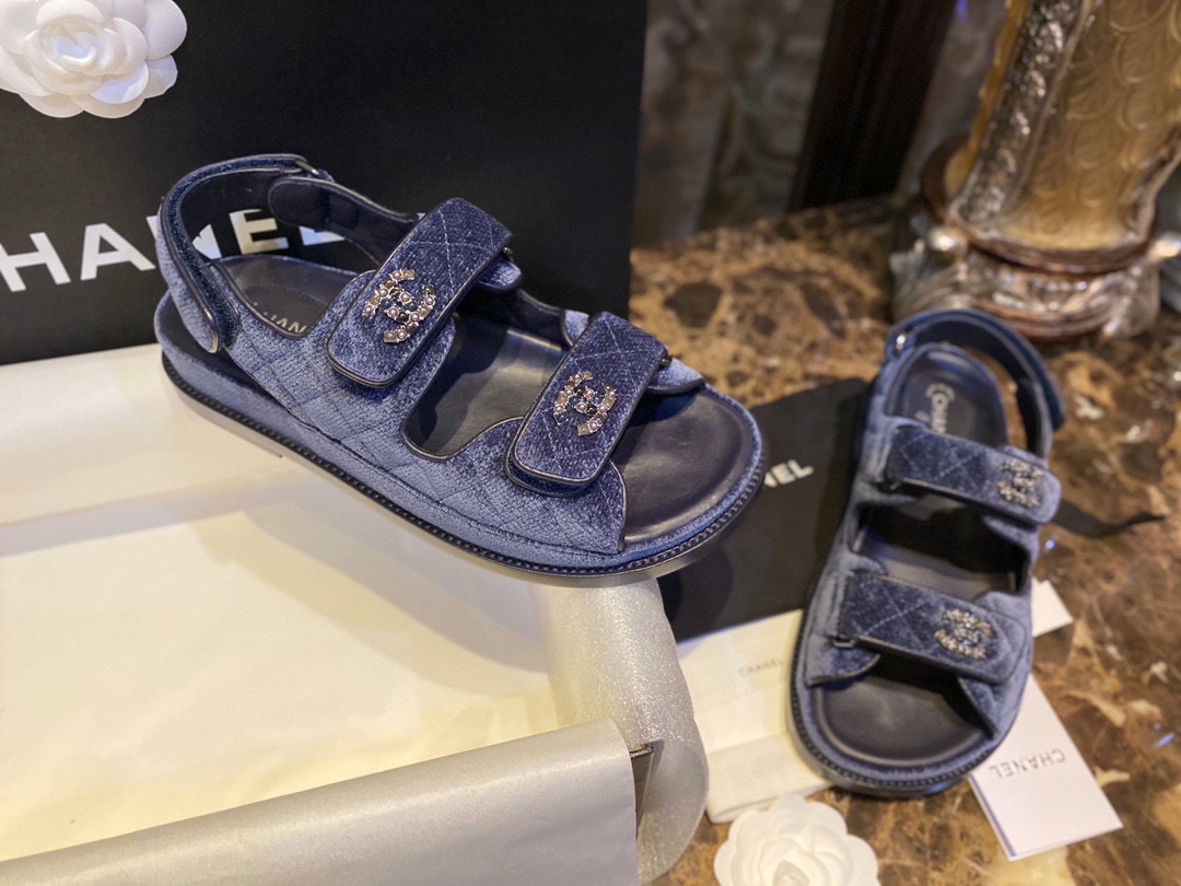 Chanel  Denim Blue Beach Sandals