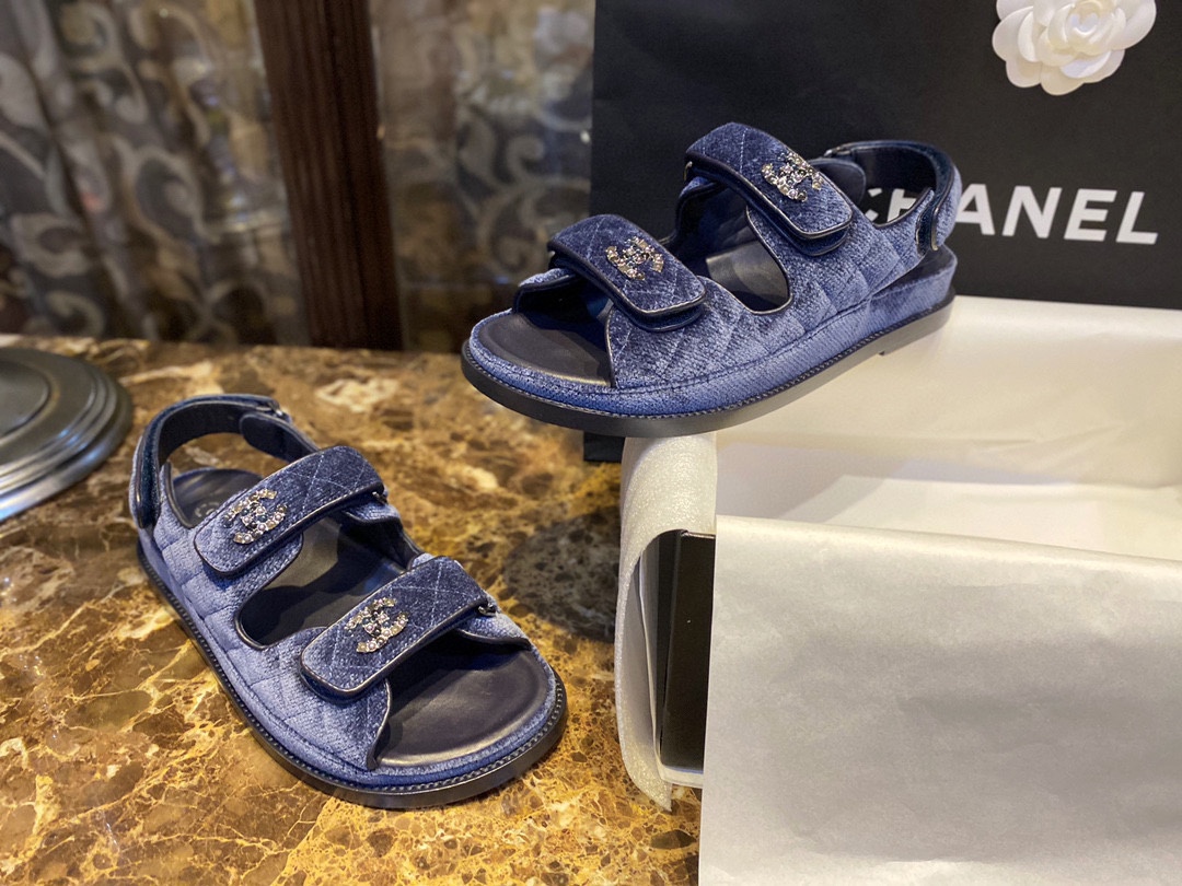 Chanel  Denim Blue Beach Sandals