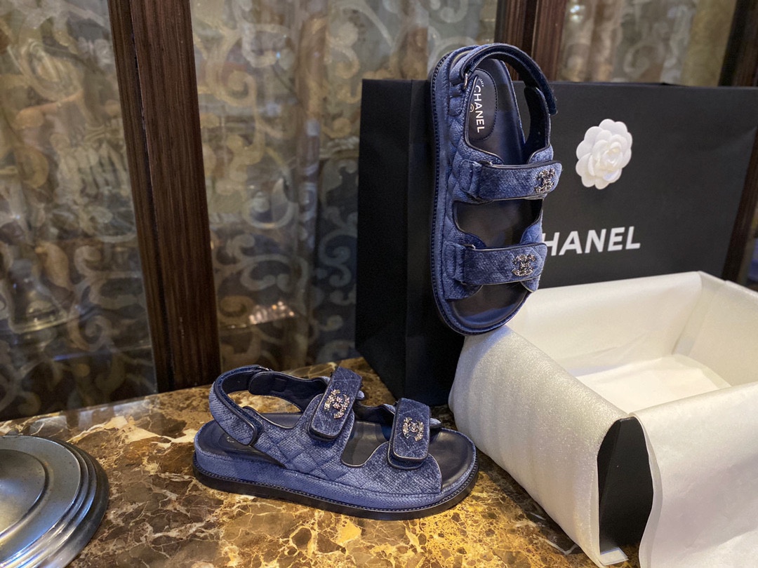 Chanel  Denim Blue Beach Sandals