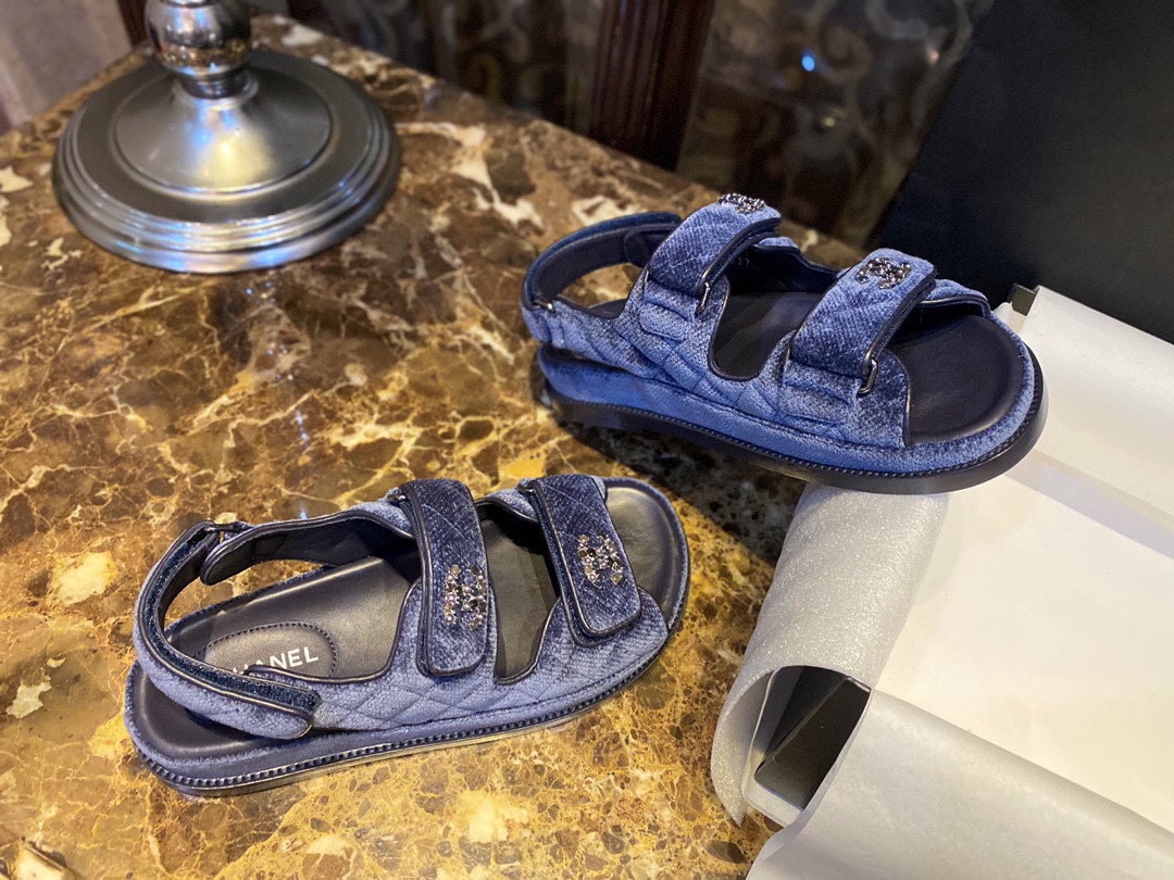 Chanel  Denim Blue Beach Sandals