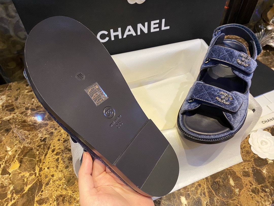 Chanel  Denim Blue Beach Sandals