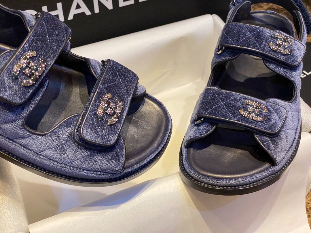 Chanel  Denim Blue Beach Sandals