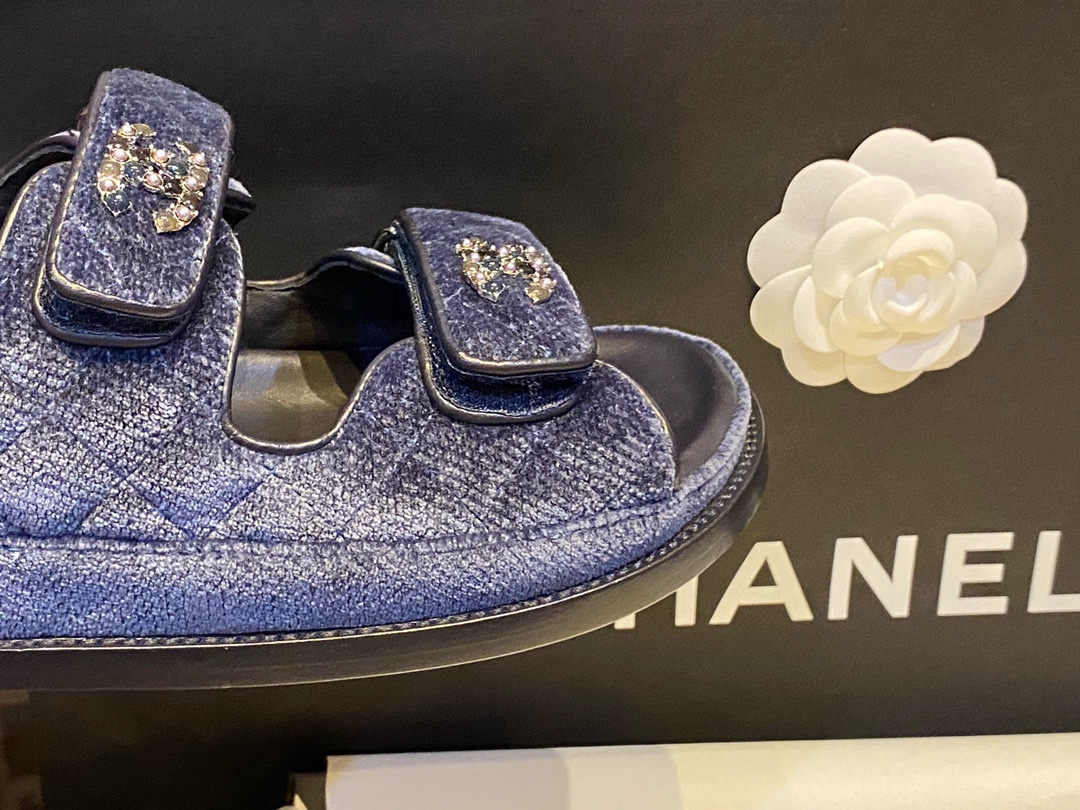 Chanel  Denim Blue Beach Sandals