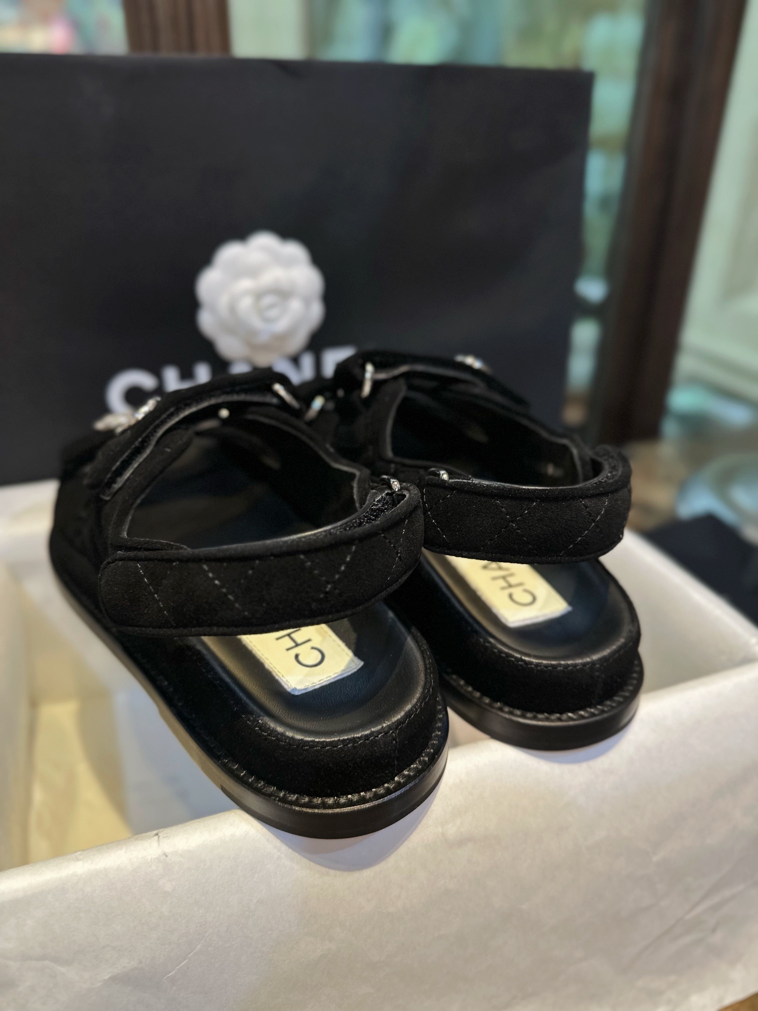 Chanel  23c Suede Velcro Sandals