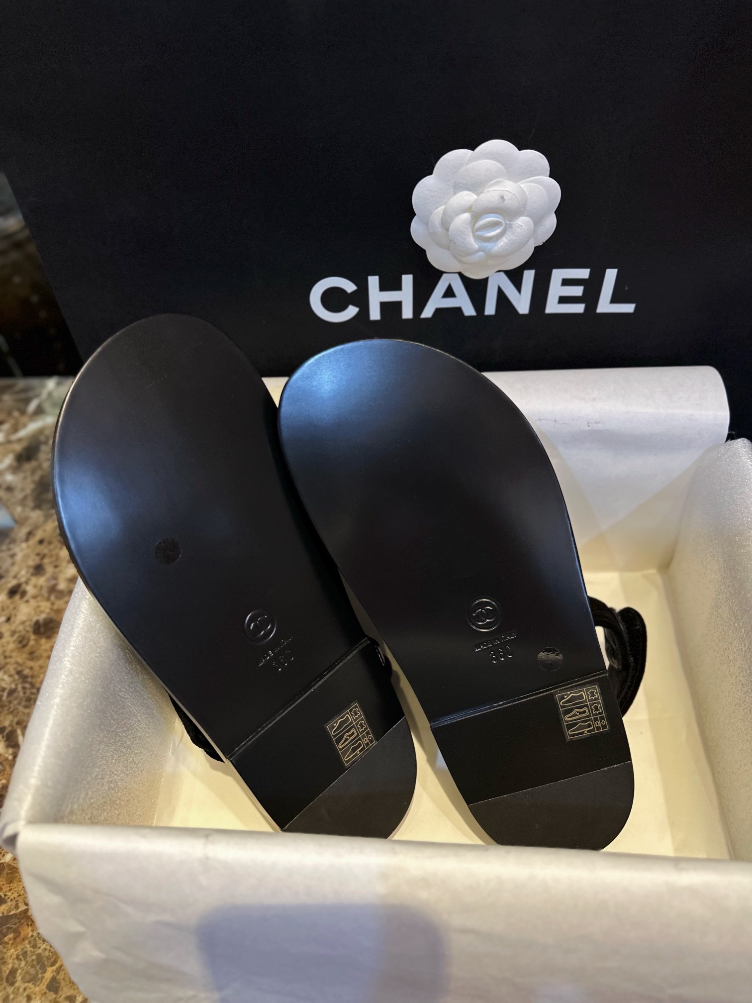 Chanel  23c Suede Velcro Sandals