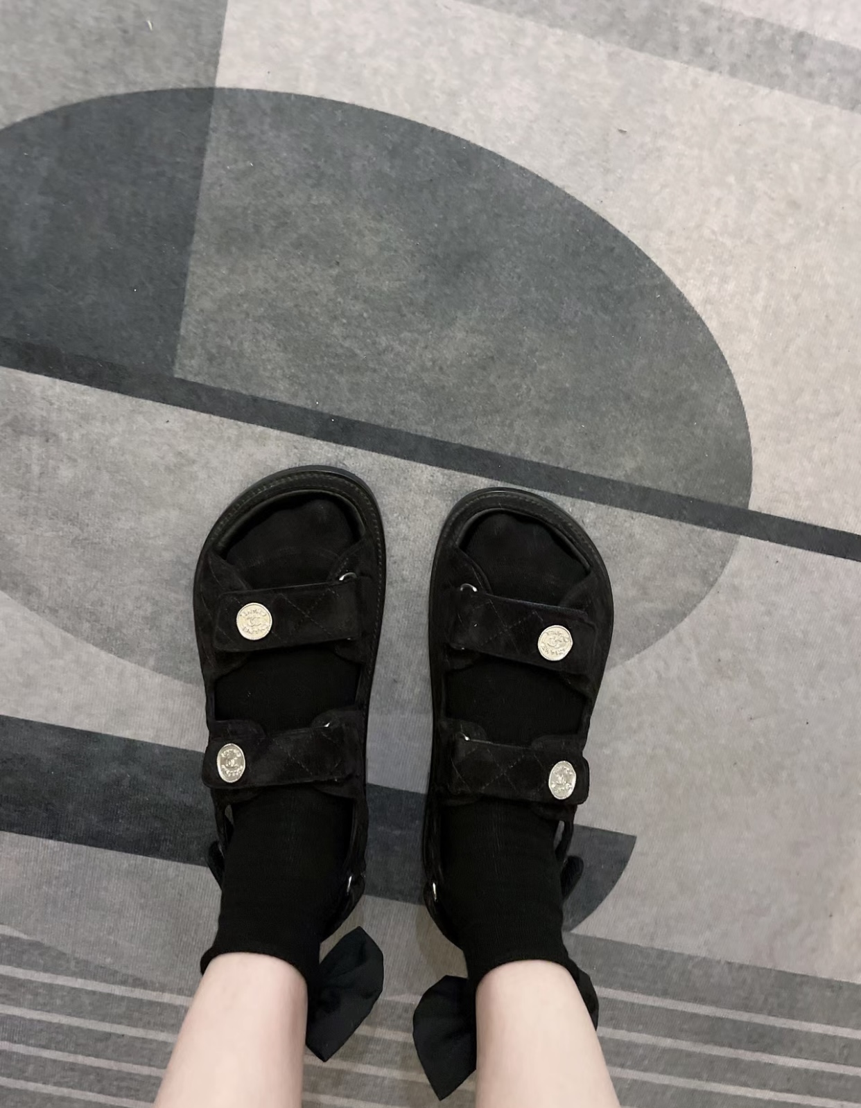 Chanel  23c Suede Velcro Sandals