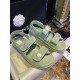 Chanel Green Suede Gold Coin Beach Sandals